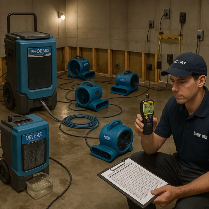 Structural Drying and Dehumidification process in La Selva Beach, CA